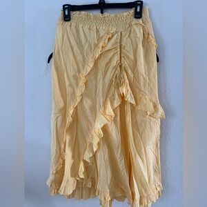 Free People Asymmetrical Yellow Ruffled Skirt